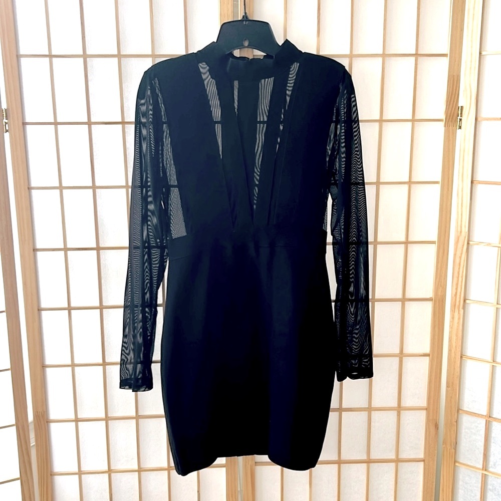 Bebe mesh body con dress